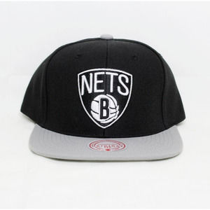 Mitchell & Ness Brooklyn Nets Black/ Gray Adjustable Snapback Hat Cap NWT